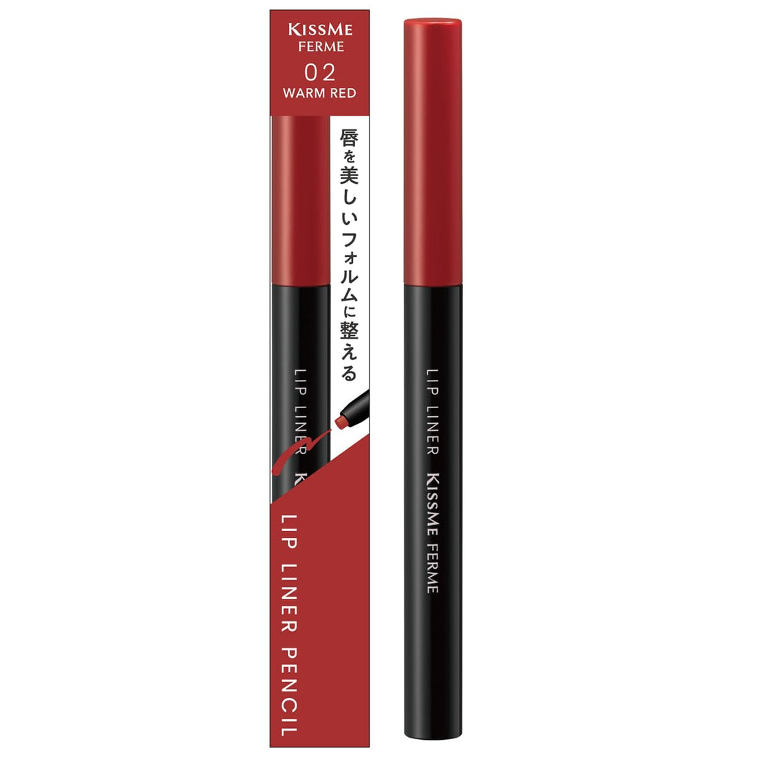 Kiss Me FERME Lip Liner N 02 Warm Red Long-lasting Twist-up Type 0.18g