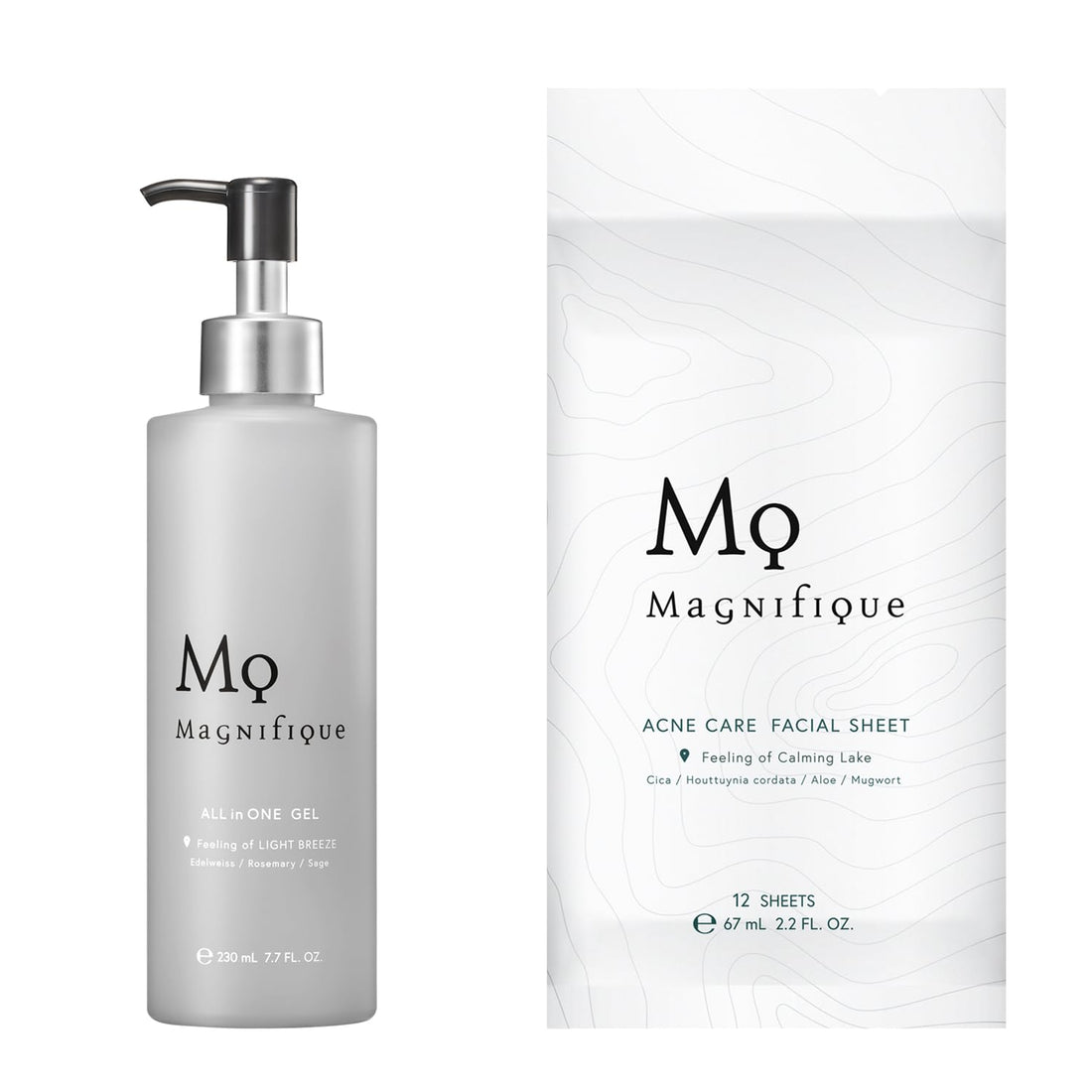Magnifique Skin Care Set All-in-One Gel 230ml + Acne Care Facial Sheet 12 sheets