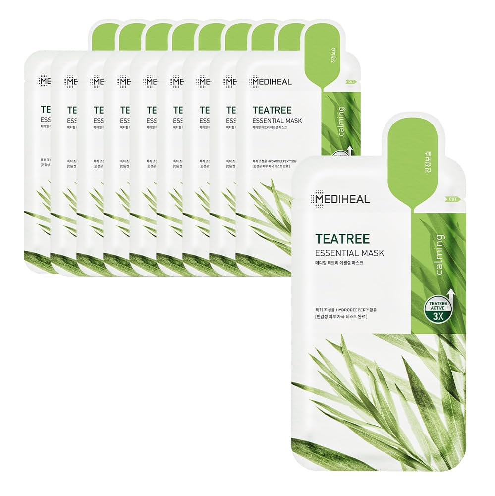 MEDIHEAL Essential Mask 10 sheets (Tea Tree) Soothing Moisturizing for Skin Troubles