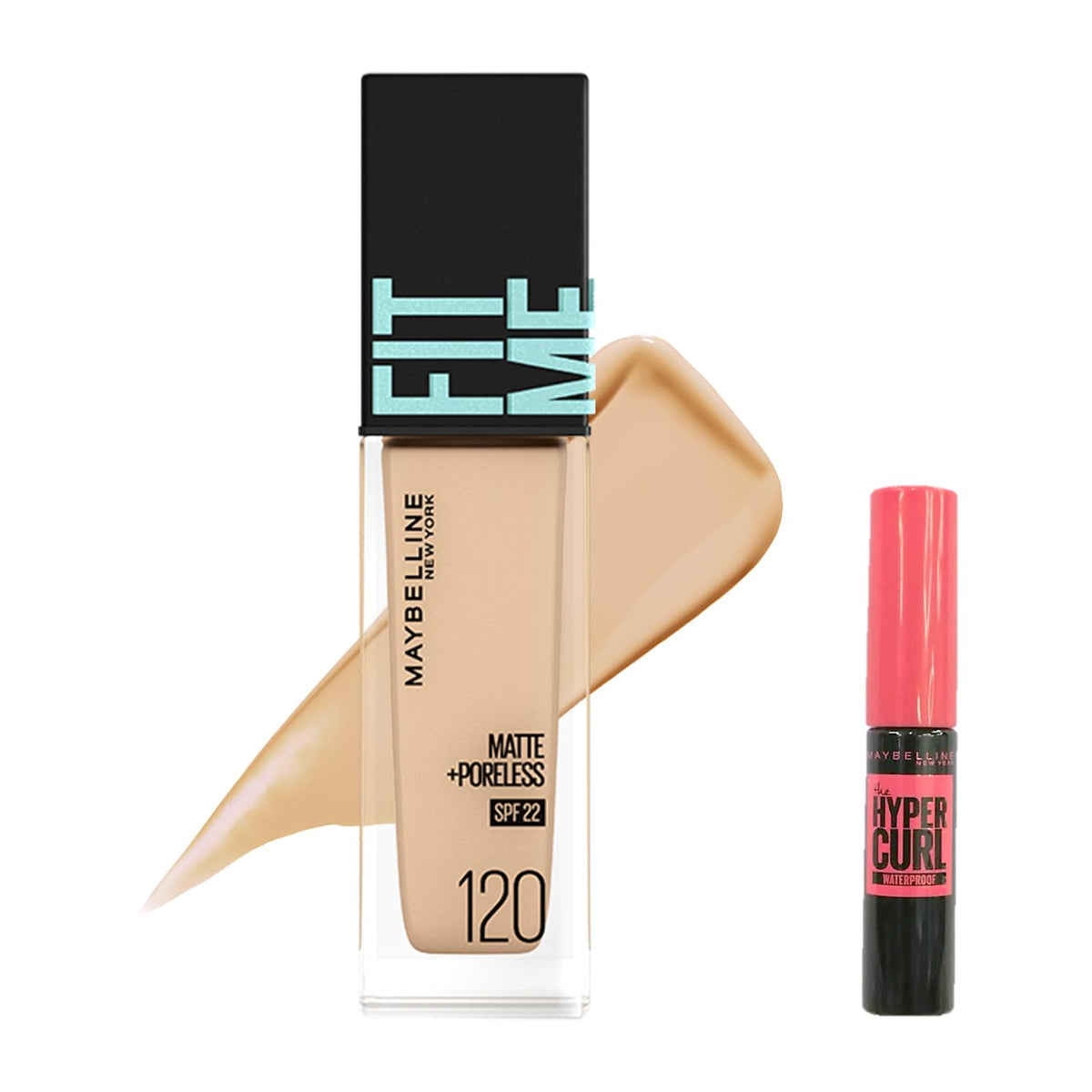 MAYBELLINE Fit Me Liquid Foundation with Hyper Curl Mini - 120
