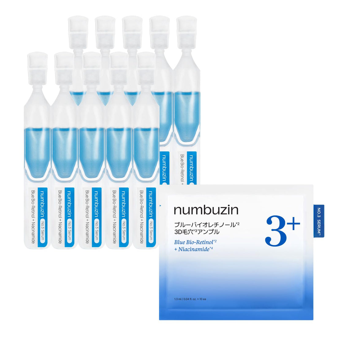 numbuzin Blue Bio Retinol 3D Pore Ampoule Kit 1.3ml x 10 for Japanese Skincare