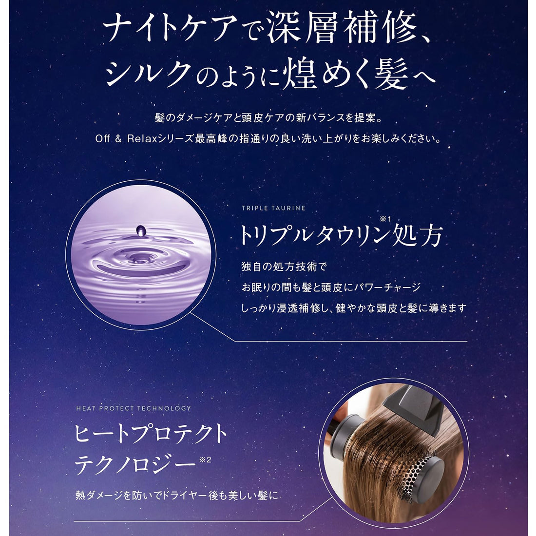 Off&Relax Silky Night Repair Shampoo 460ml with Violet Musk Scent