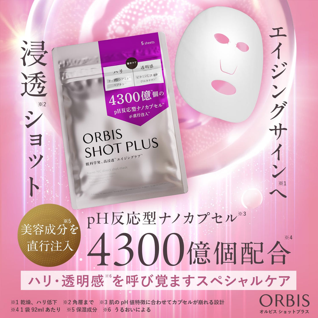 ORBIS Shot Plus Nano NC Direct Shot Mask 5 Sheets Japanese Skincare