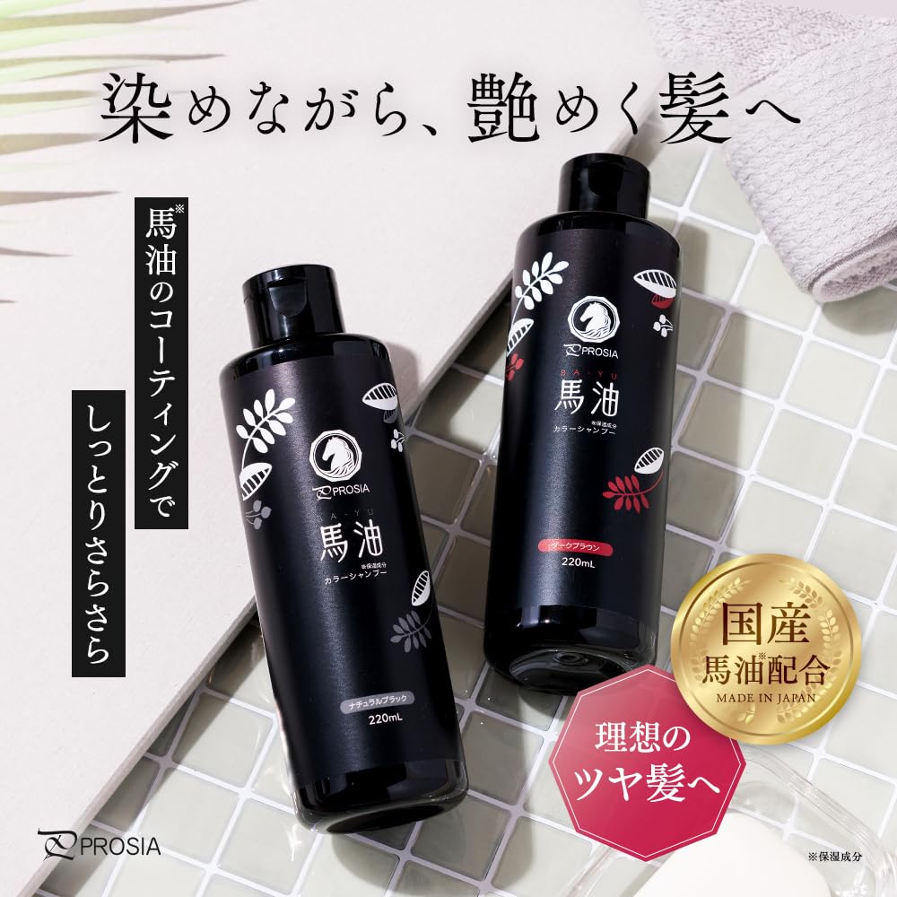 PROSIA Natural Black Hair Color Shampoo 220ml for Japanese Hair Care