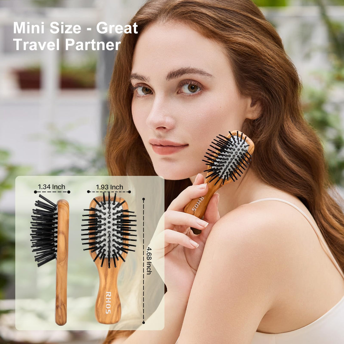 RHOS Mini Hair Brush Travel Size for All Hair Types