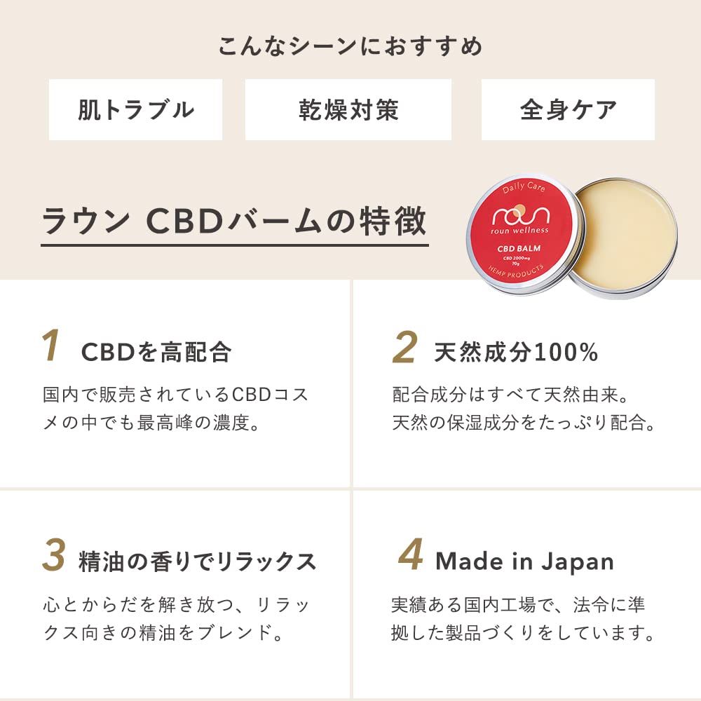roun CBD Balm Moisturizing Cream 70g for Hydration and Skin Care