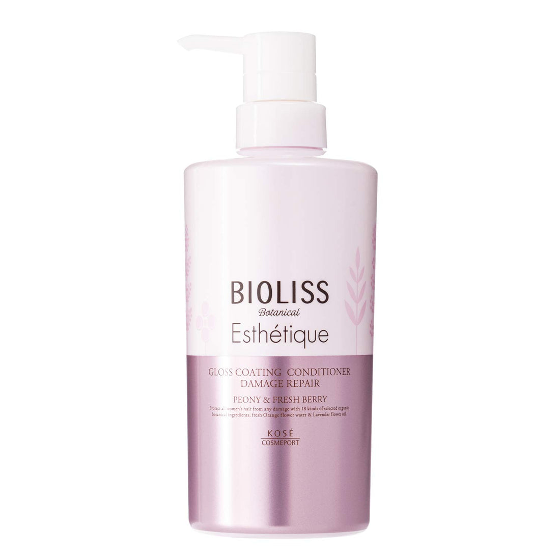 SALON STYLE KOSE Biolis Botanical Esthetique Gloss Coating Conditioner (Damage Repair) 500mL For dry and rough hair, transforms into soft and moist hair treatment with Peony & Fresh Berry fragrance