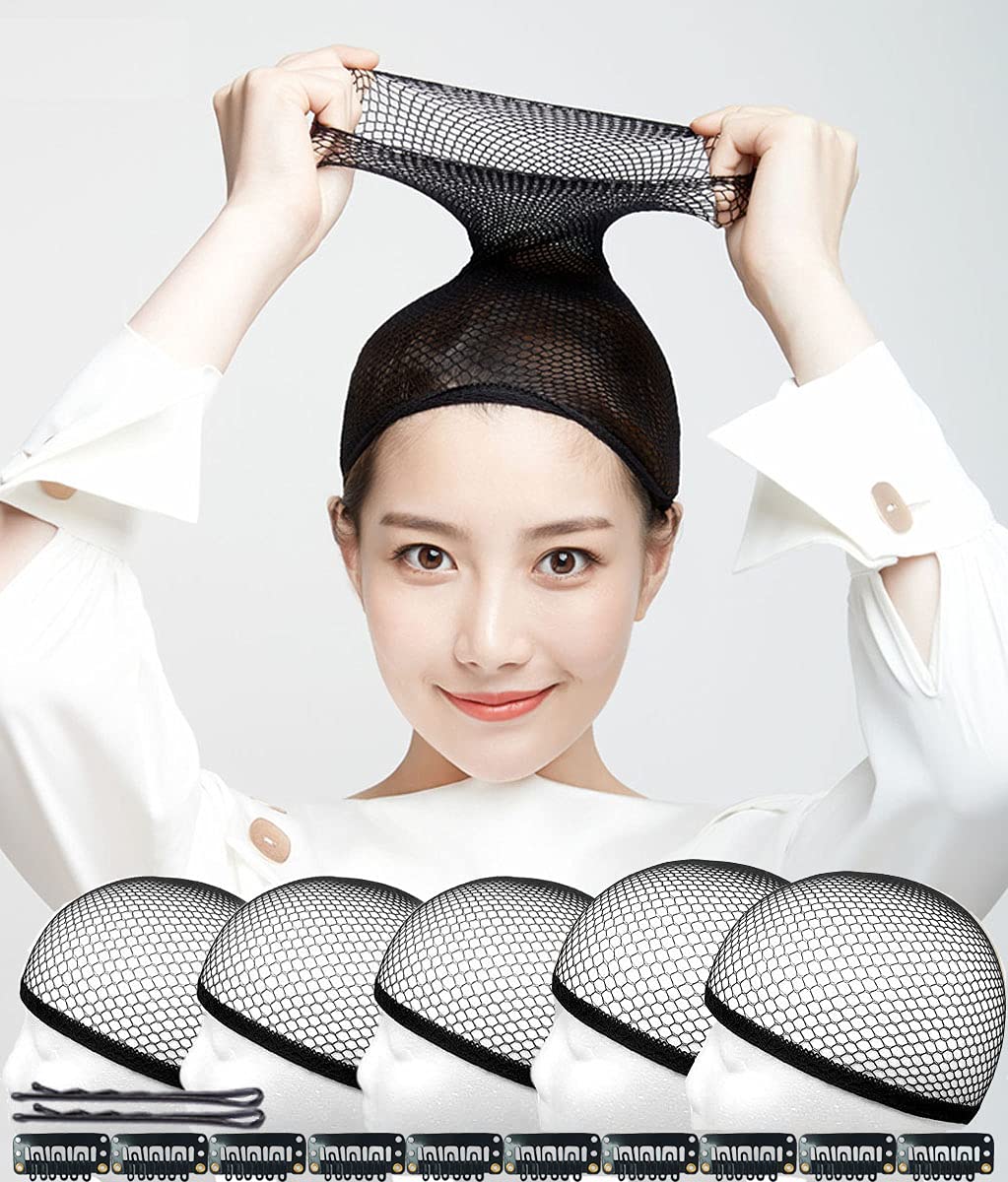 shefun Wig Net Cosplay Tube Style Black 5-Pack