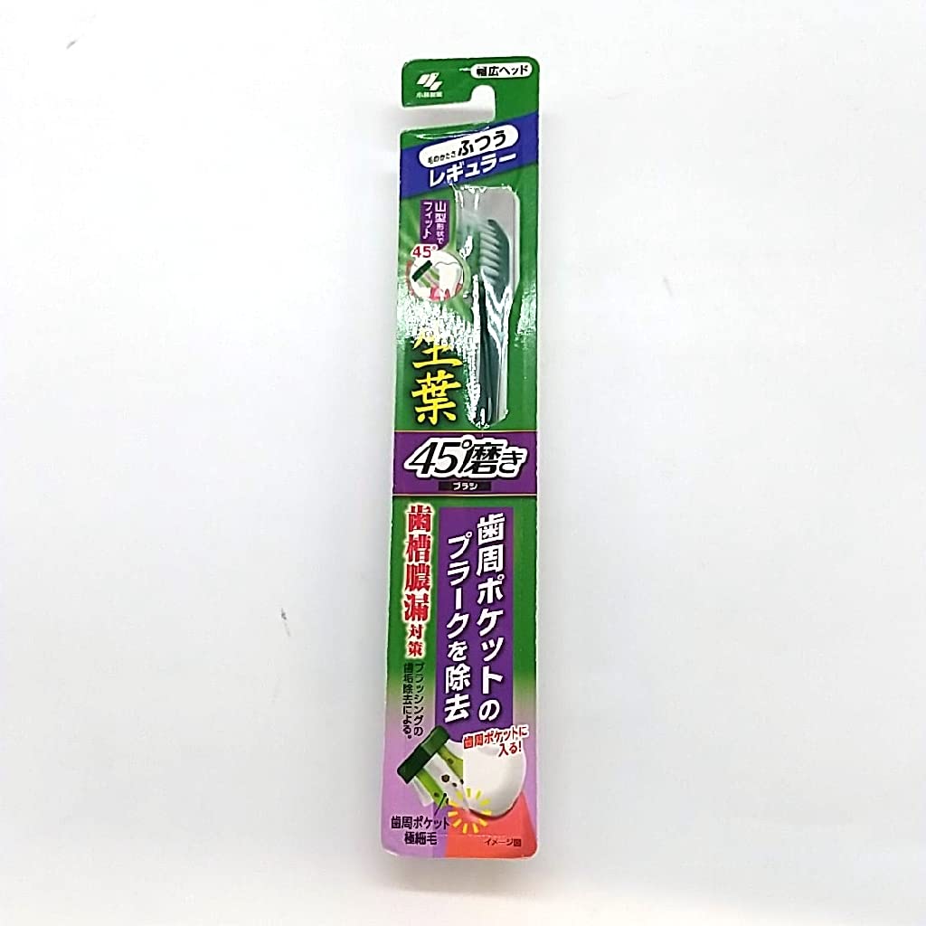 Shouyou Brosse à dents de brossage à 45°, tête régulière, dureté moyenne, 1 pièce