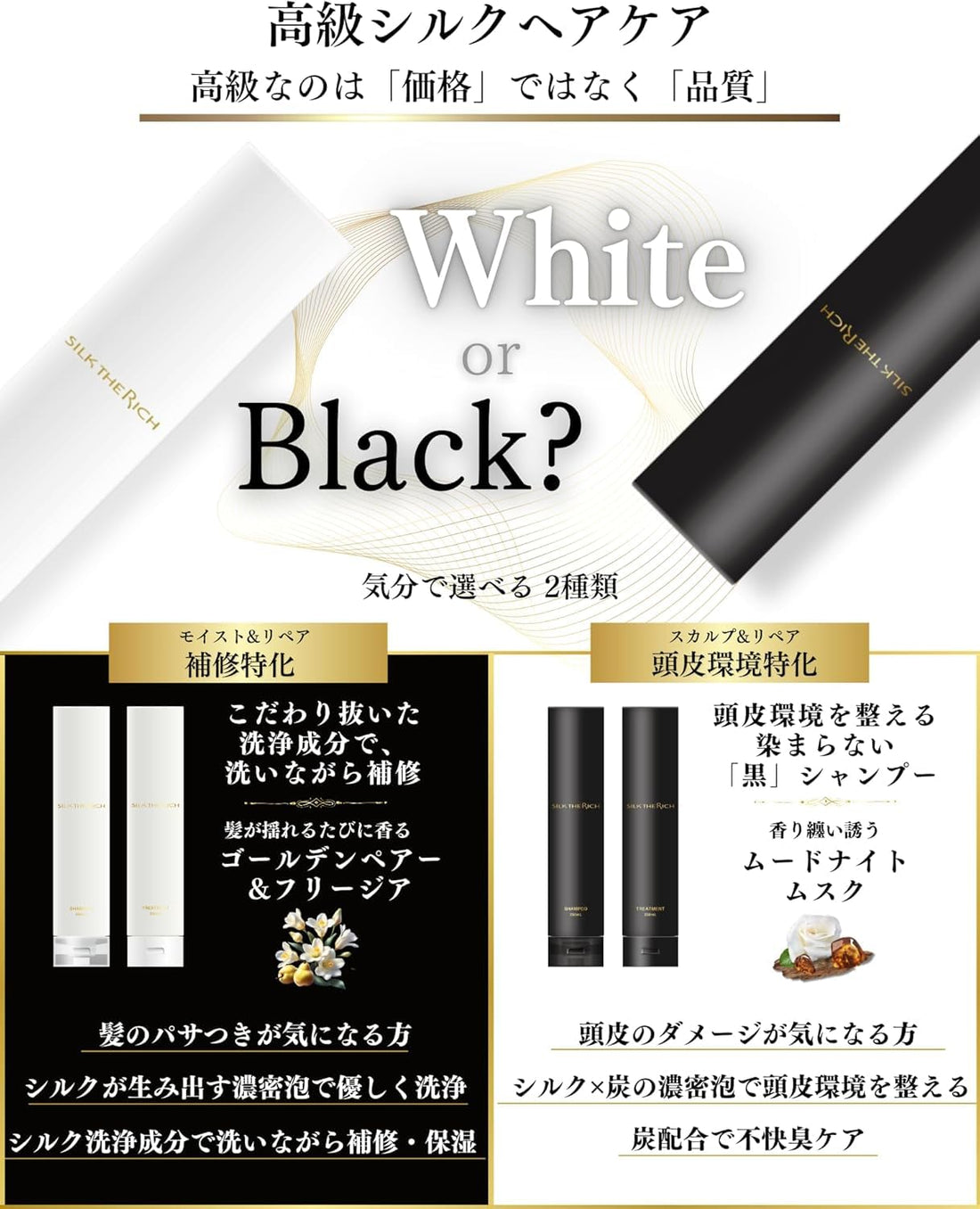 SILK THE RICH White Shampoo and Treatment Set 250ml