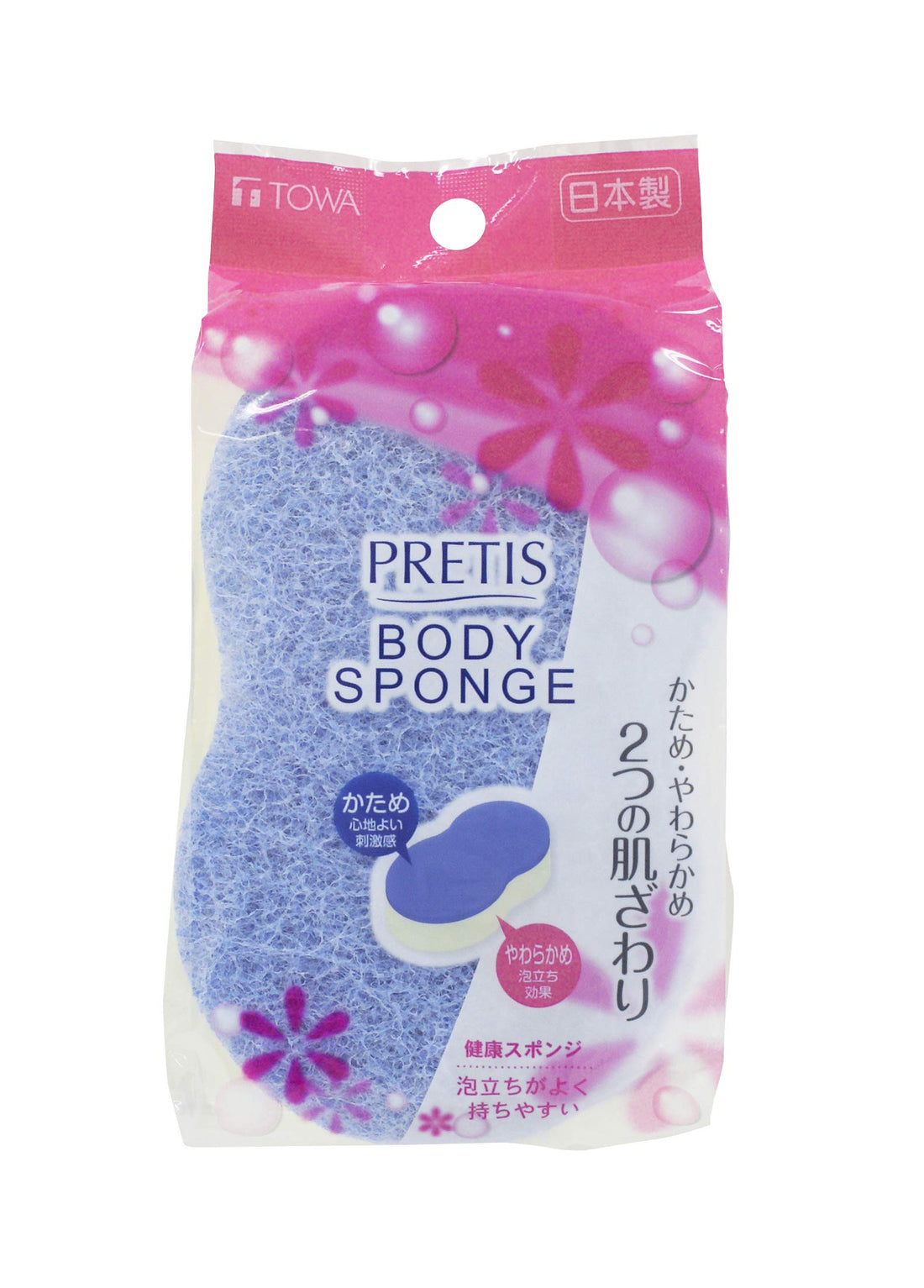 Touwasangyou PT Kenko Body Sponge, Blue Approx. 9×5×15cm
