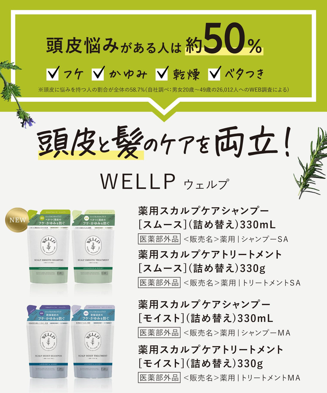 WELLP Smooth Shampoo and Treatment Refill for Japanese Hair Care