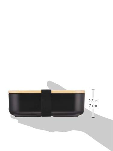 Paarukinzoku Lunch Box with Bamboo Lid 1000ml Black