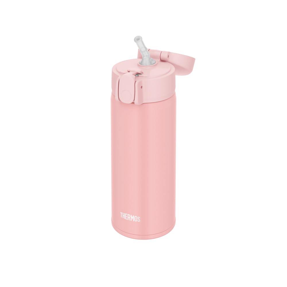 THERMOS Vacuum Insulated Straw Bottle, Pink Beige 410ml