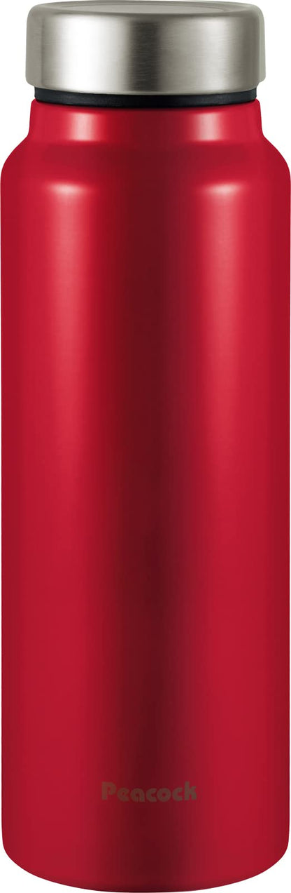 Peacock Stainless Steel Water Bottle 600ml Lightweight Vacuum Insulated Red