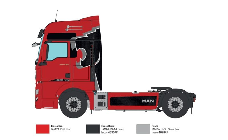 Italeri 1/24 MAN TGX XXL D38 Scale Model with New Parts and Decals
