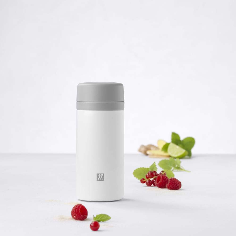ZWILLING Strainer Bottle 420ml White Stainless Steel for Hot and Cold Beverages