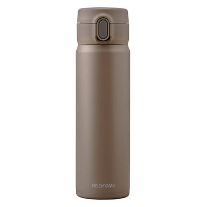 アイリスオーヤマ 水筒 500ml 真空断熱6時間キープ 片手で開け飲みしやすい ワンタッチ オフィスで使いやすい 直飲み 丸洗い出来てお手入れラクラク ステンレスマグボトル モカ SM-O500