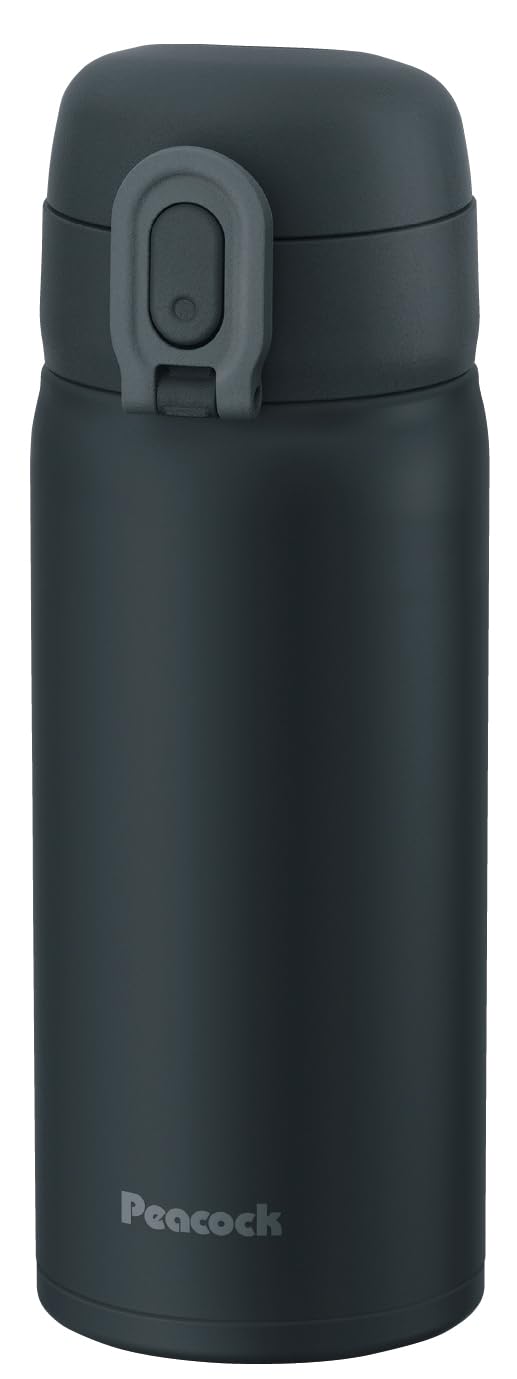 Peacock One-Touch Mug Bottle Charcoal Gray 350ml Easy Open Design