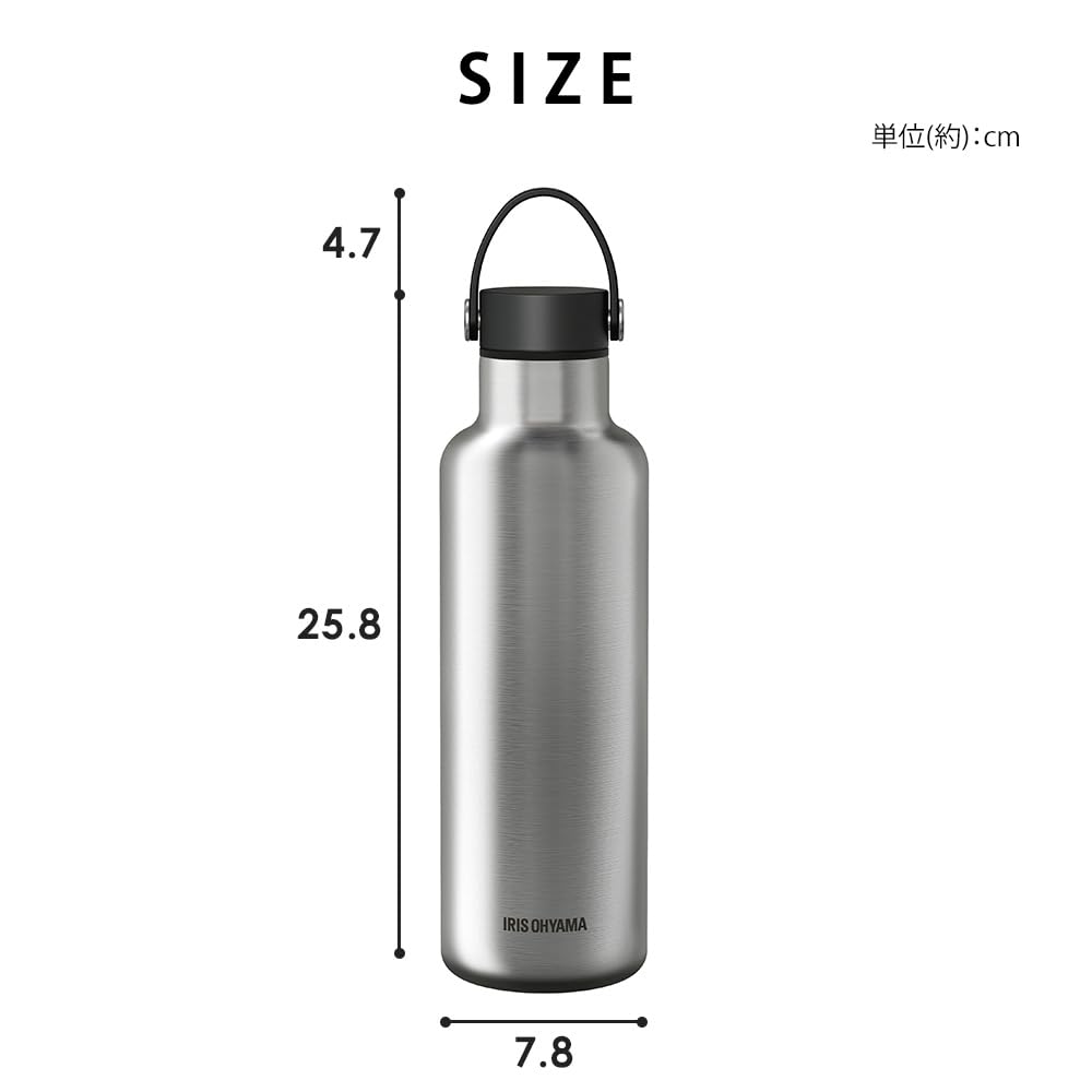 IRIS OHYAMA Stainless Steel Water Bottle 750ml with Vacuum Insulation