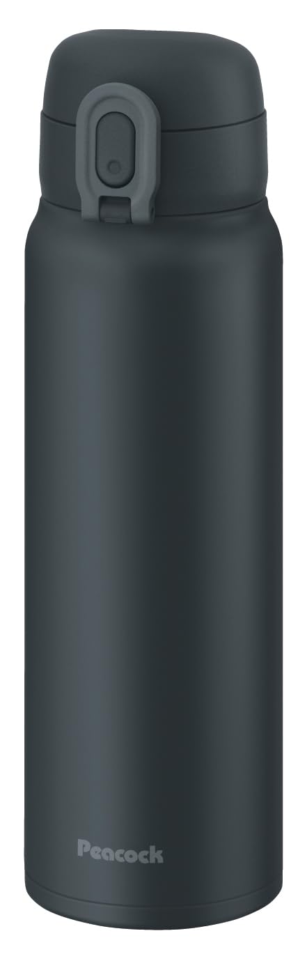 Peacock One-Touch Mug Bottle Charcoal Gray 600ml Easy Open Design
