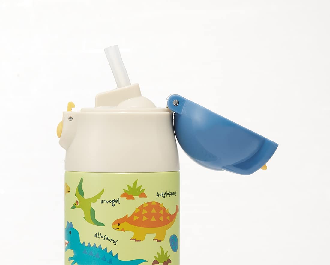 Skater Stainless Steel Straw Water Bottle 350ml with One-Push Lid