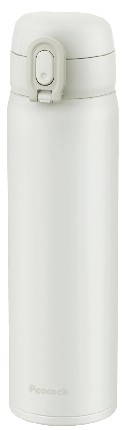 Peacock One-Touch Mug Bottle 500ml Easy Open White