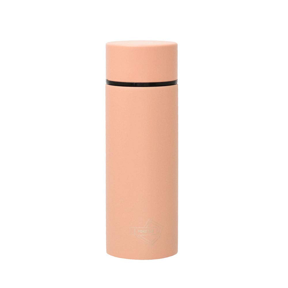 POKETLE Slim Water Bottle 120mL Stainless Steel Peach Pink