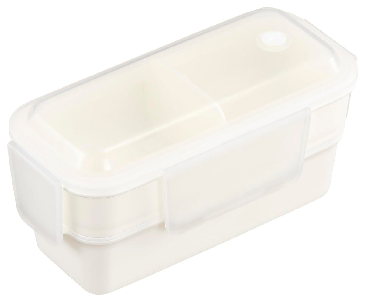 OSK Two-Tier Lunch Box White with Dividers for Easy Meal Prep