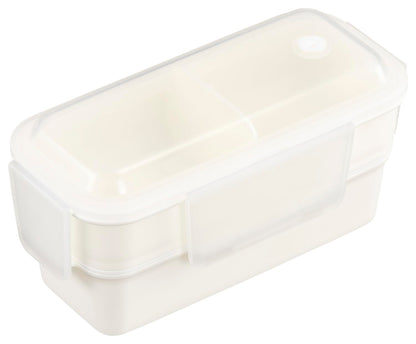 OSK Two-Tier Lunch Box White with Dividers for Easy Meal Prep