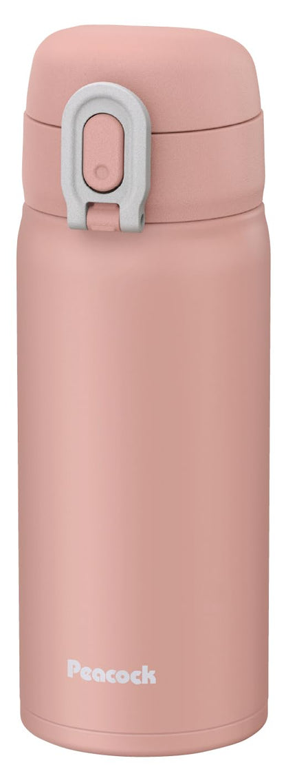 Peacock Insulated Water Bottle 350ml Dusty Pink One-Touch Design