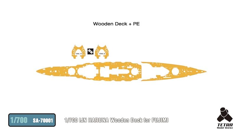 Tetra Model 1/700 Scale Battleship Haruna Wooden Deck Parts Set with Etched Parts