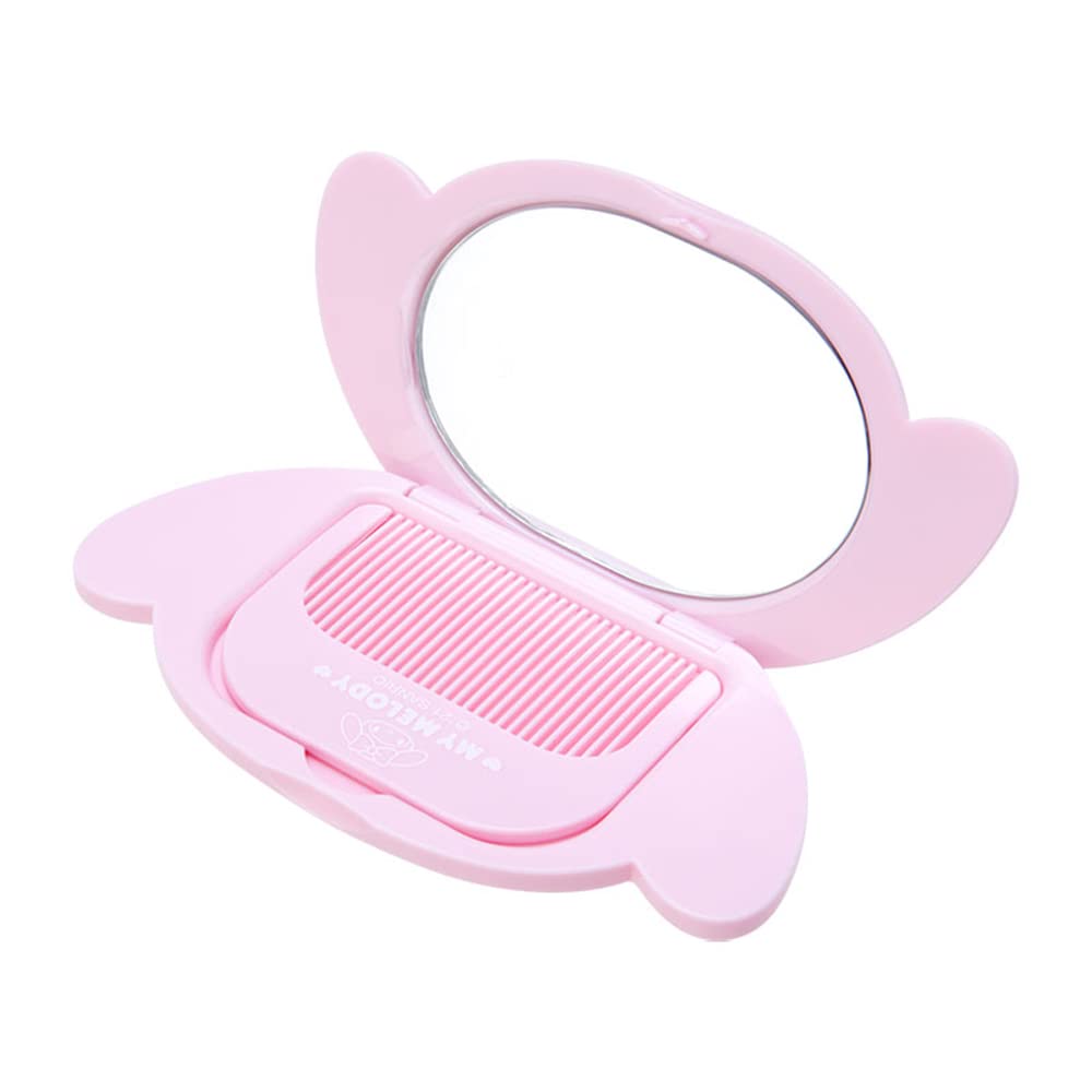 SANRIO My Melody Face-Shaped Mirror and Comb Set Pink White
