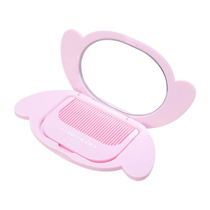SANRIO My Melody Face-Shaped Mirror and Comb Set Pink White