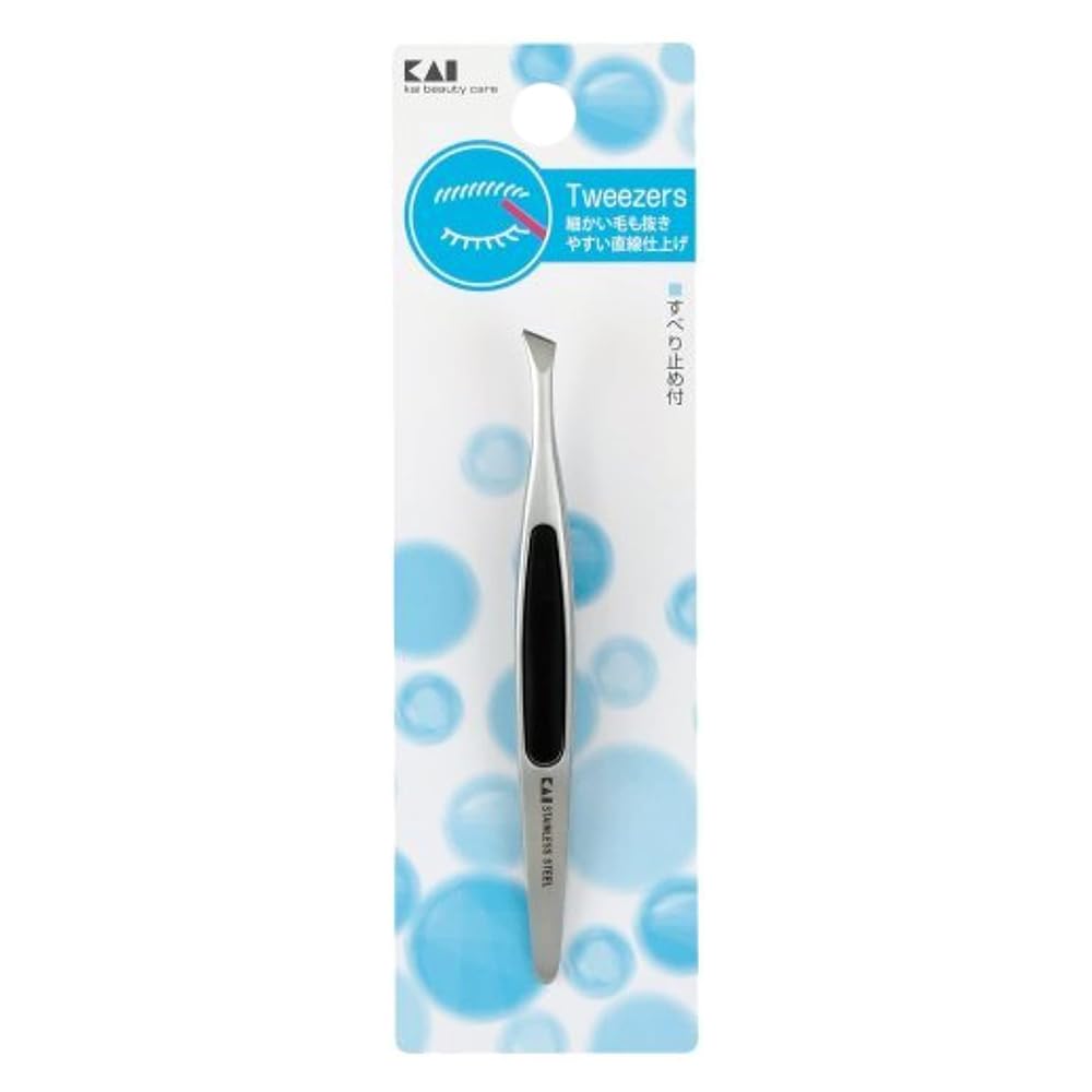KAI Standard Selection Slanted Tweezers with Non-Slip Grip