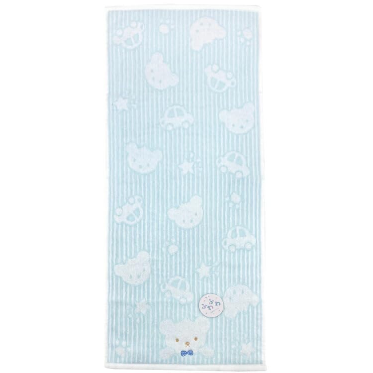 Hayashi Face Towel Blue School Bear 34x80cm for Everyday Use