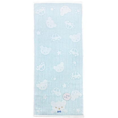 Hayashi Face Towel Blue School Bear 34x80cm for Everyday Use