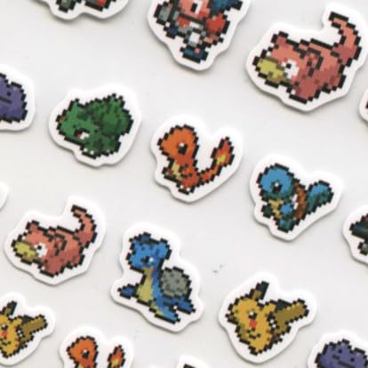 Kamiojapan Pocket Monster Pikachu Pixel Art Stickers Set of 4