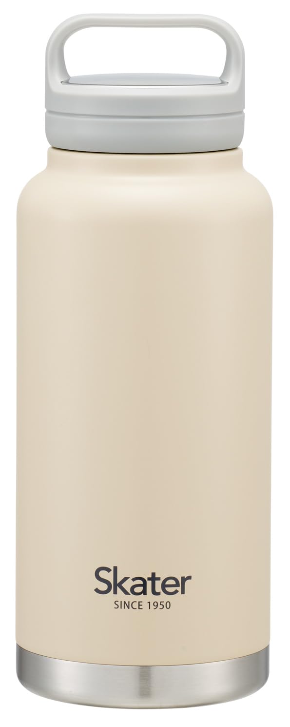 Skater Stainless Steel Mug Bottle 1000ml with Screw Handle Sand Beige