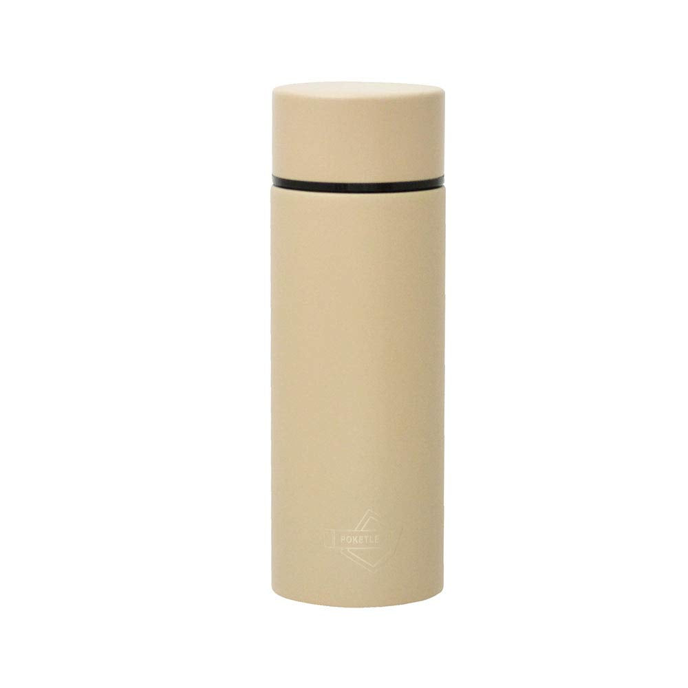 POKETLE Slim Bottle 120mL Stainless Steel Water Bottle Beige
