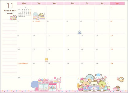 San-X Sumikko Gurashi 2026 Monthly Planner Wide Format