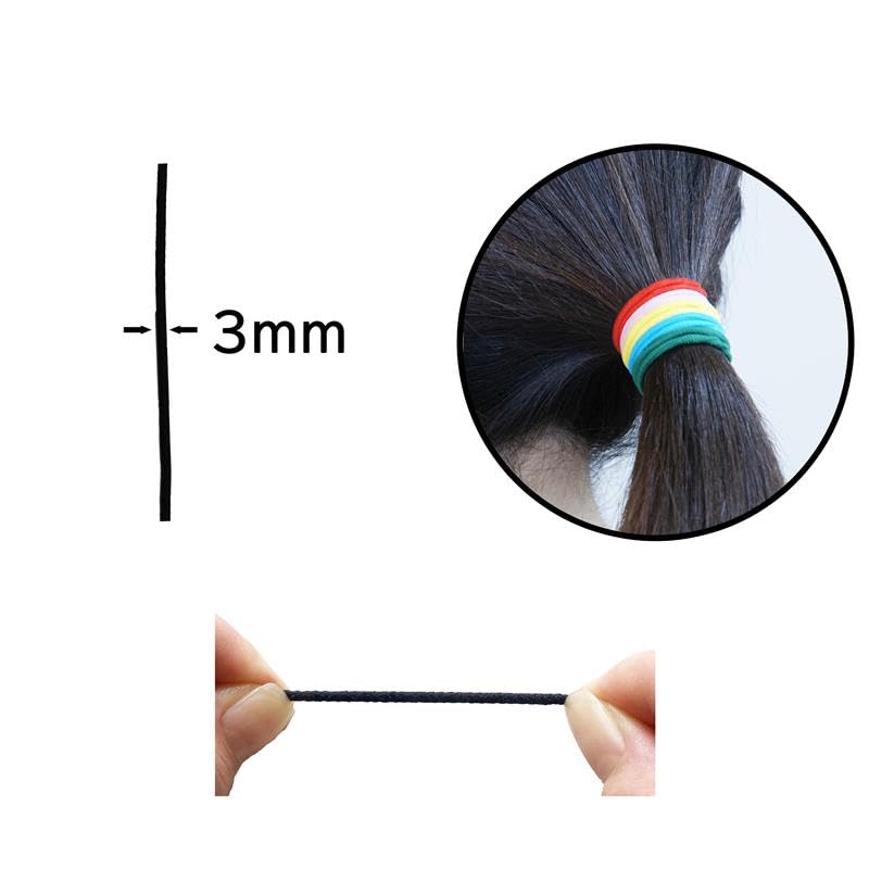 Kintenma Woolly Round Rubber Hair Tie 3mm Red 10m for Crafting