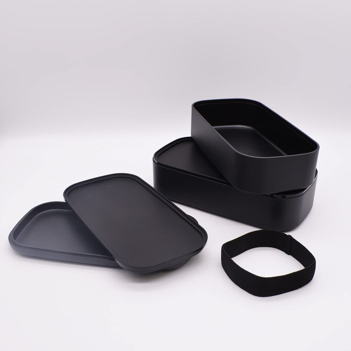Mitani Bento Box Two-Tier Antibacterial Lunch Box 1000ml Black