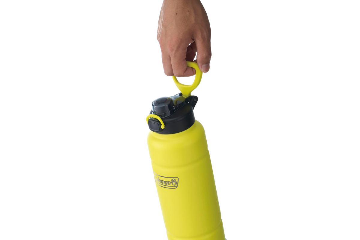 Coleman(コールマン) 真空断熱スポーツボトル/1.1L(ライムイエロー) 水筒 保冷 直飲み スポーツドリンク対応 ワンタッチオープン ハンドル付き セラミック加工