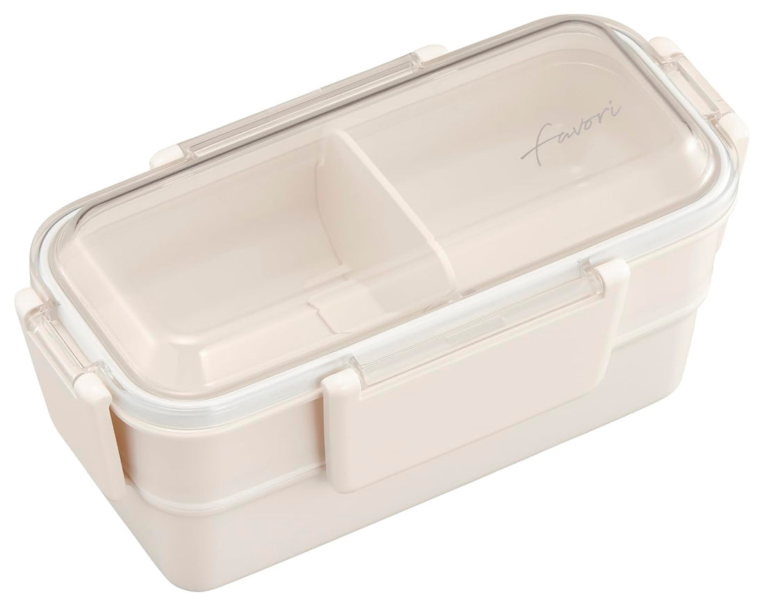 OSK DISH UP LUNCH Two-Tier Lunch Box Beige with Dividers