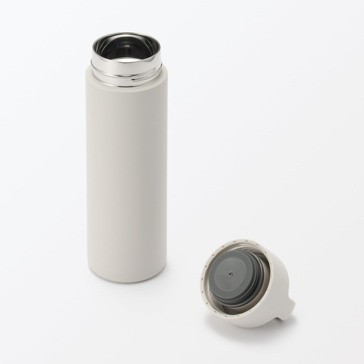 Mujirushiryouhin Vacuum Insulated Bottle with Handle 500mL Gray Beige