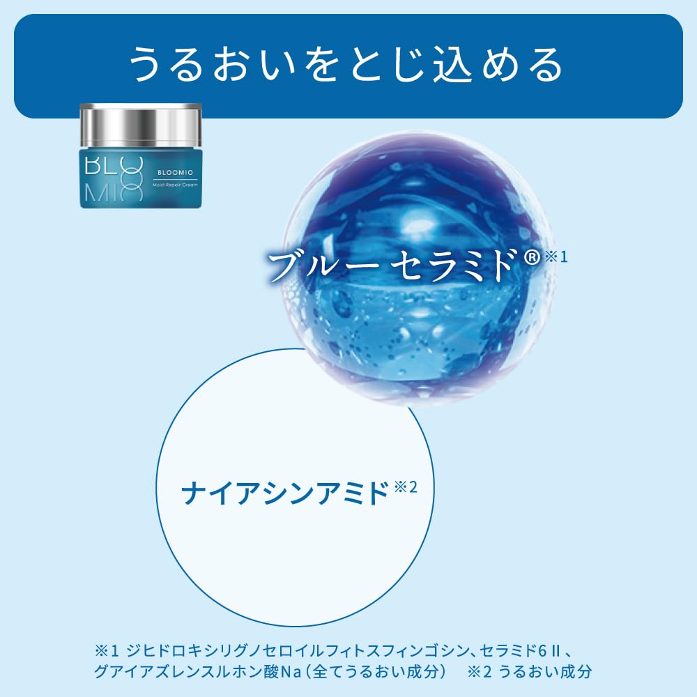 BLOOMIO Moist Repair Cream with Blue Ceramide and Niacinamide 30g