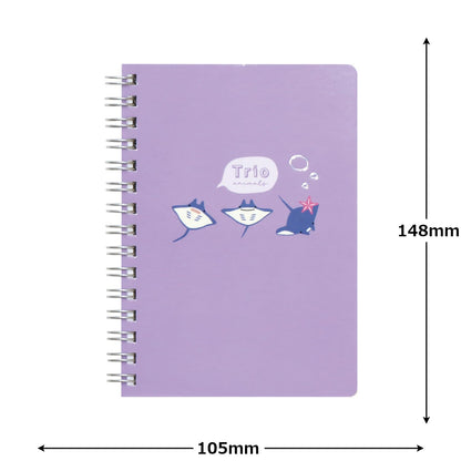 LABCLIP A6 Notebook with Horizontal Lines Trio Aquarium Manta