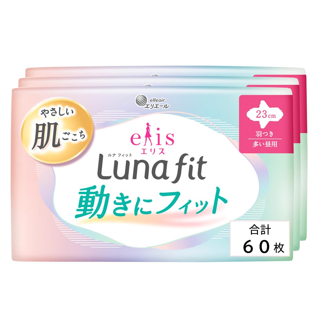 Ellis Luna Fit Winged Sanitary Napkins 23cm 60 Count for Daytime Use