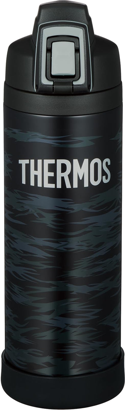THERMOS Vacuum Insulated Sports Bottle with Strap 1L Black Gray